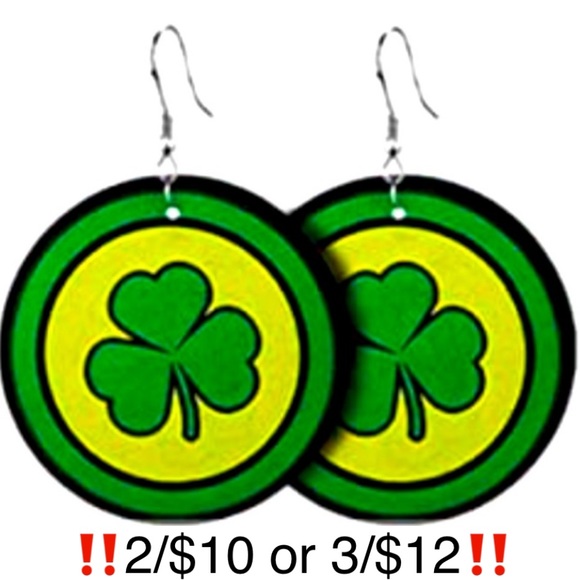 Shamrock St Patrick’s Day Earrings - Picture 1 of 9